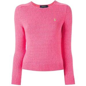 NEW $165 Polo Ralph Lauren Sweater!  Pink With Green Polo Player  Pure Cotton